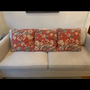 Three custom pillows with Ralph Lauren fabric